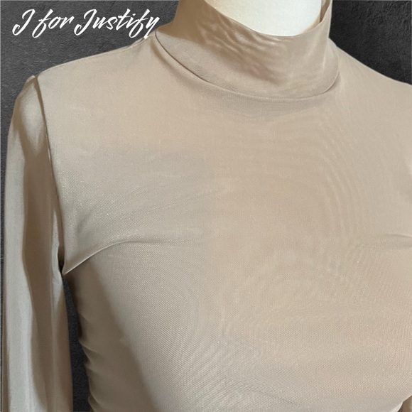 💝 J for Justify Long Sleeve Mesh High Neck Top - Picture 4 of 6
